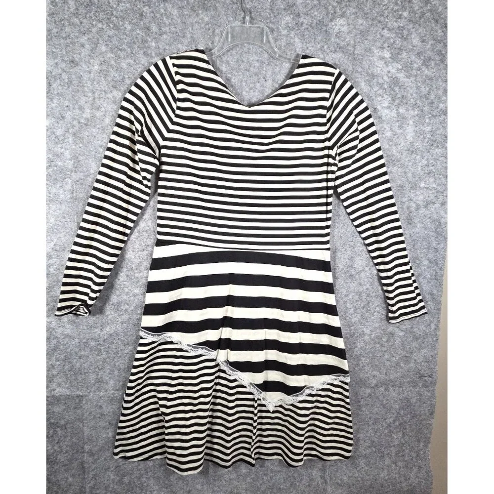 Jelly the Pug NWT Girls Boho Stripe Dress Black White Long Sleeve Size XXL